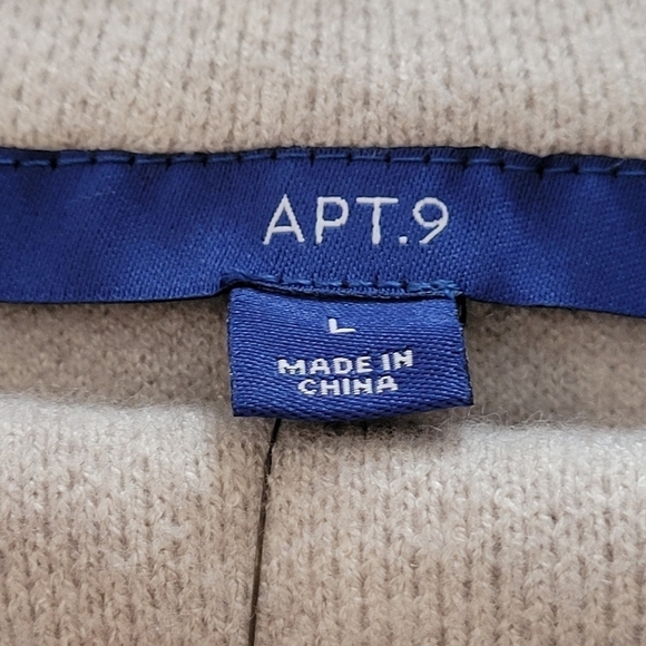 Apt 9 Oatmeal and Gray Striped Mock Neck Pullover Sweater Sz L and XL - Picture 3 of 5